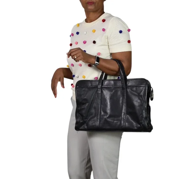 Vintage Wilsons Leather Briefcase Black Bag Laptop Commuter Documents Messenger - Picture 8 of 12